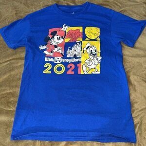 Disney Mens Shirt Medium Blue Walt Disney World‎ Casual Graphic Top Tee Mickey